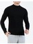 Italyan Stil Slim Fit Erkek Yarım Boğazlı Triko Kazak Siyah T13601 5