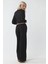 Kadın Esnek Bel Yumuşak Dokulu Palazzo Eşofman Altı Siyah 3