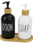 Suwors 2’li Cam Sıvı Sabunluk ve Losyonluk Seti | 500 ml Siyah & Beyaz Boyalı Cam | Bambu Kapak ve 1