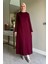 Şölen Fularlı Triko Elbise Bordo 3