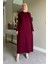Şölen Fularlı Triko Elbise Bordo 5