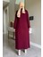 Şölen Fularlı Triko Elbise Bordo 6
