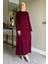 Şölen Fularlı Triko Elbise Bordo 8