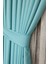 Keten Fon Perde, Turkuaz, Pano Fon, Sık Pile, Kuşaklı, Düz Renk, Tek Kanat 1