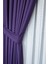 Keten Fon Perde, Mor, Pano Fon, Sık Pile, Kuşaklı, Düz Renk, Tek Kanat 1