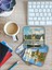 Karbonsoft Claude Monet Temalı Ahşap Bardak Altlığı Ahşap Baskılı Altlık 6'lı Set (9 X9CM) Karbonnm 1
