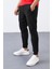 Siyah Fermuar Cepli Dar Kalıp Jogger Erkek Eşofman Alt - 84343 3
