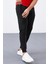 Siyah Fermuar Cepli Dar Kalıp Jogger Erkek Eşofman Alt - 84343 5