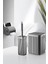 Sas Haus Çöp Kovası Tuvalet Fırçası Wc Kağıtlığı Fırça Banyo Seti Gri 3013 1