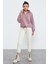 Gül Kurusu Yarım Fermuar Etek Ucu Büzgülü Kadın Polar Oversize Sweatshirt - 97171 7