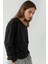 Kadın Kayık Yaka Rahat Kesim Sweatshirt Siyah 2