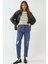Kadın Yırtık Detaylı Slim Fit Kot Pantolon Orta Mavi Denim 2