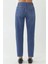 Kadın Yırtık Detaylı Slim Fit Kot Pantolon Orta Mavi Denim 4
