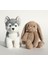 Neşeli Peluş Kankalar 2'li Oyuncak Seti: Büyük Tavşan (45CM) ve Gri Köpek (25CM) | Ce Sertifikalı U 1