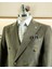 Italyan Stil Slim Fit Kruvaze Kadife Ceket Pantolon Takım Elbise Haki T14974 5