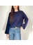 Kadın Bisiklet Yaka Oversize Triko Kazak Lacivert 1