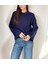 Kadın Bisiklet Yaka Oversize Triko Kazak Lacivert 2