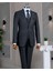 Italyan Stil Sivri Yaka Erkek Ceket Yelek Pantolon Takım Elbise Antrasit T14651 1