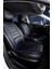 Dacia Sandero Stepway Uyumlu Yarı Deri Oto Koltuk Kılıfı 5li Set Alya Seri Siyah-Mavi 1