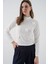 Kadın Bdart 3 Boyutlu Çiçek Detaylı Uzun Kollu Bluz Beyaz 3