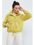 Limon Yarım Fermuar Etek Ucu Büzgülü Kadın Polar Oversize Sweatshirt - 97171 8