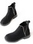 Zrin-02 Premium Siyah Süet Taşlı Lastikli Kışlık Kadın Bot 4