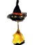 Halloween Cadı Şapkası, LED Işıklı, Siyah Kumaş, Cadı Süpürgesi, Turuncu Şeritli, Dekoratif Süsleme 1