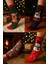Unisex Yılbaşı Desenli 4'lü Paket Renkli Soket Çorap Christmas Happy New Year 1