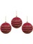 Kadife Yılbaşı Topu, Altın Simli Çam Süsü, Bordo, 8 Cm, 3'lü Set 2