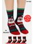 Unisex Yılbaşı Desenli 4'lü Paket Renkli Soket Çorap Christmas Happy New Year 1