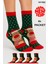 Unisex Yılbaşı Desenli 4'lü Paket Renkli Soket Çorap Christmas Happy New Year 1