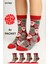 Unisex Yılbaşı Desenli 4'lü Paket Renkli Soket Çorap Christmas Happy New Year 1