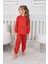 Baston Şeker Desenli Çocuk Kırmızı Pijama Takımı 1