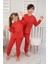 Baston Şeker Desenli Çocuk Kırmızı Pijama Takımı 2