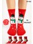 Unisex Yılbaşı Desenli 4'lü Paket Renkli Soket Çorap Christmas Happy New Year 1