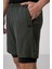 Haki İnce Yumuşak Standart Fit Erkek Taytlı Şort - 81287 7