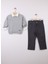 Erkek Çocuk Modern Gömlekli Gri Triko Kazaklı Kanvas Pantolon 3’lü Kombin 3