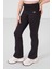 Siyah Esnek Standart Fit Basic Performans Ispanyol Paça Kız Çocuk Tayt - 75193 6