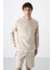 Standart Fit Basic O Yaka 2li Paket Bej-Çağla Erkek Sweatshirt - 88053 5