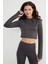 Basic Bisiklet Yaka Parmak Geçmeli Crop Bluz 1