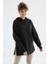 Oversize Kapüşonlu 2li Paket Siyah-Çağla Kadın Tunik Sweatshirt - 97242 2