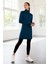 Indigo Yarım Fermuarlı Dik Yaka Standart Kalıp Kadın Sporcu Tunik - 97309 2
