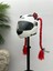 Motor & Motosiklet Kırmızı Simli Çift Örgü Saç ve Kırmızı Fiyonklu Kedi Kulak Set Kask Dış Aksesuarı 1