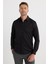Slim Fit Uzun Kollu Kolay Ütü Teri Emen Nefes Alan Doku Kravatlık Dört Mevsim Siyah Erkek Gömlek 5
