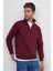 Unisex Relax Fit Rahat Kesim Pamuklu İçi Polarlı Yarım Fermuarlı Bordo Dik Yaka Sweatshirt 1