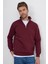 Unisex Relax Fit Rahat Kesim Pamuklu İçi Polarlı Yarım Fermuarlı Bordo Dik Yaka Sweatshirt 2