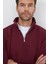 Unisex Relax Fit Rahat Kesim Pamuklu İçi Polarlı Yarım Fermuarlı Bordo Dik Yaka Sweatshirt 3