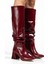 SYT-2002 Bordo Kırışık Rugan Körüklü Kalın Topuklu Günlük Bayan Çizme 5
