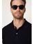 Erkek Slim Fit Dar Kesim Pamuklu Yumuşak Dokulu Serin Tutan Kumaş Düz Pike Siyah Polo Yaka Tişört 4