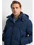 Lacivert Relaxed Fit Puffer Mont 3